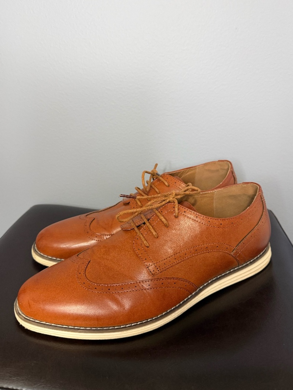 Vostey Milan Men's Brown Leather Wingtip Oxford Dress Casual Shoes Size 13